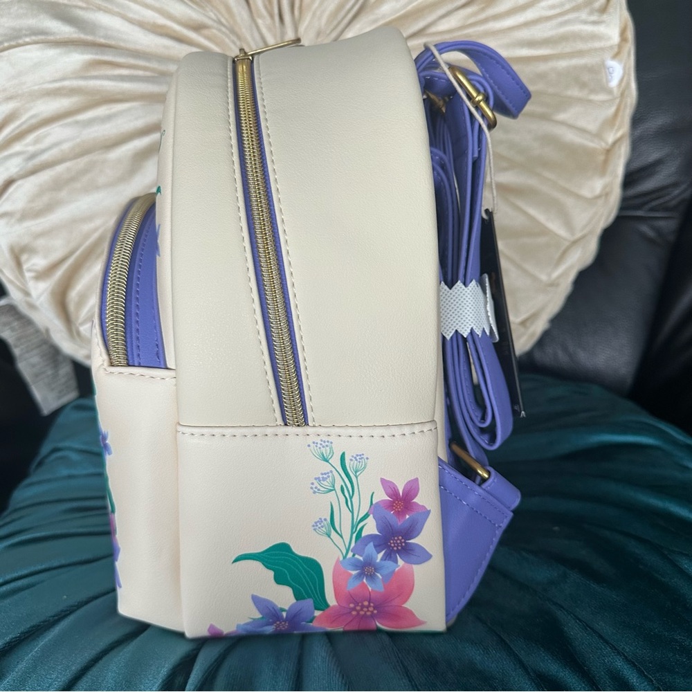 Disney Ariel The Little Mermaid Floral Mini Loungefly Backpack: NWT - Picture 3 of 10